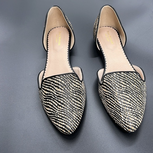 Isaac Mizrahi Size 10 NWOT Black and Tan Rattan Woven Slip-On Shoes - Picture 1 of 10